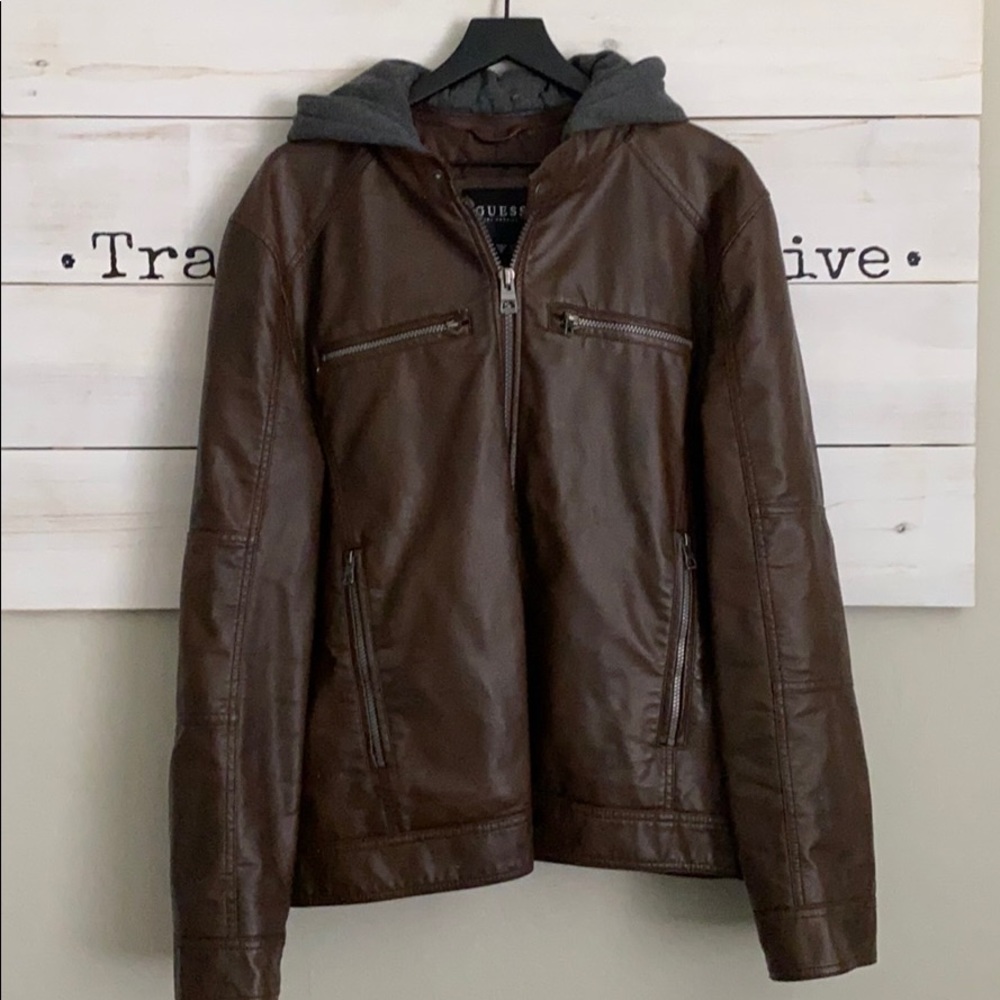 L men’s Guess Leather Jacket